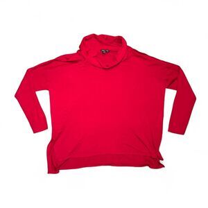 Eileen Fisher Women’s Large Red Merino Wool Sweater Cowl Neck Long Sleeve